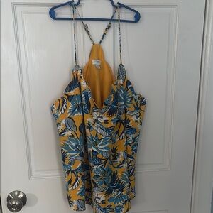 J. Crew Blue and Yellow Scalloped Racerback Camisole